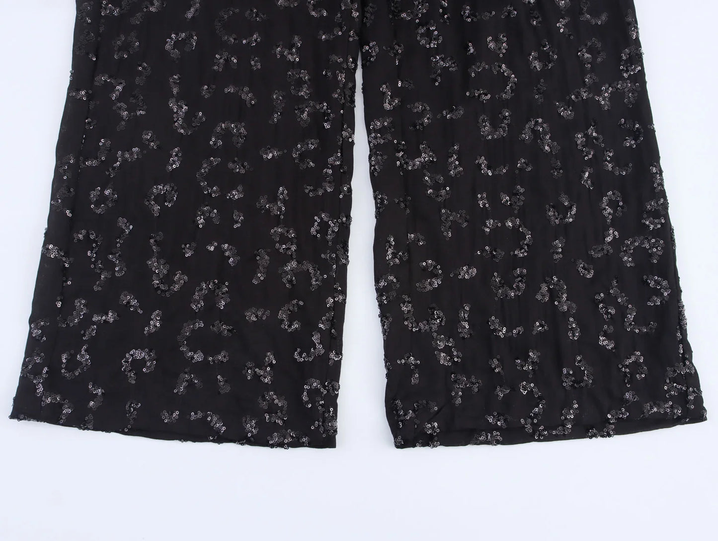 suit sequined tube top with high waist straight pants