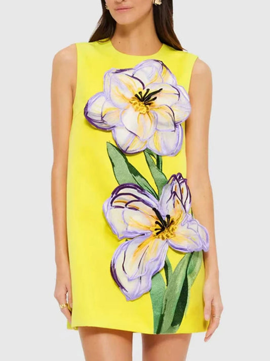 Flowers Splicing Dress