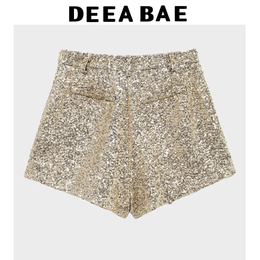 Sequins Mid-waist Shorts
