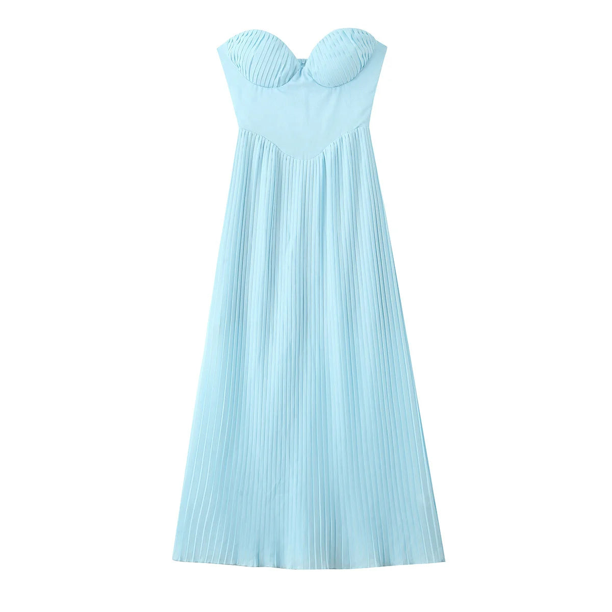 one-shoulder dress with pleated skirt