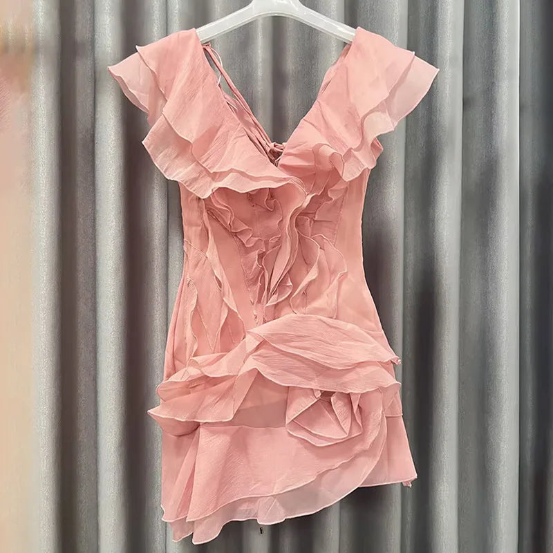 Chic Flounce Off Shoulder Mini Dress
