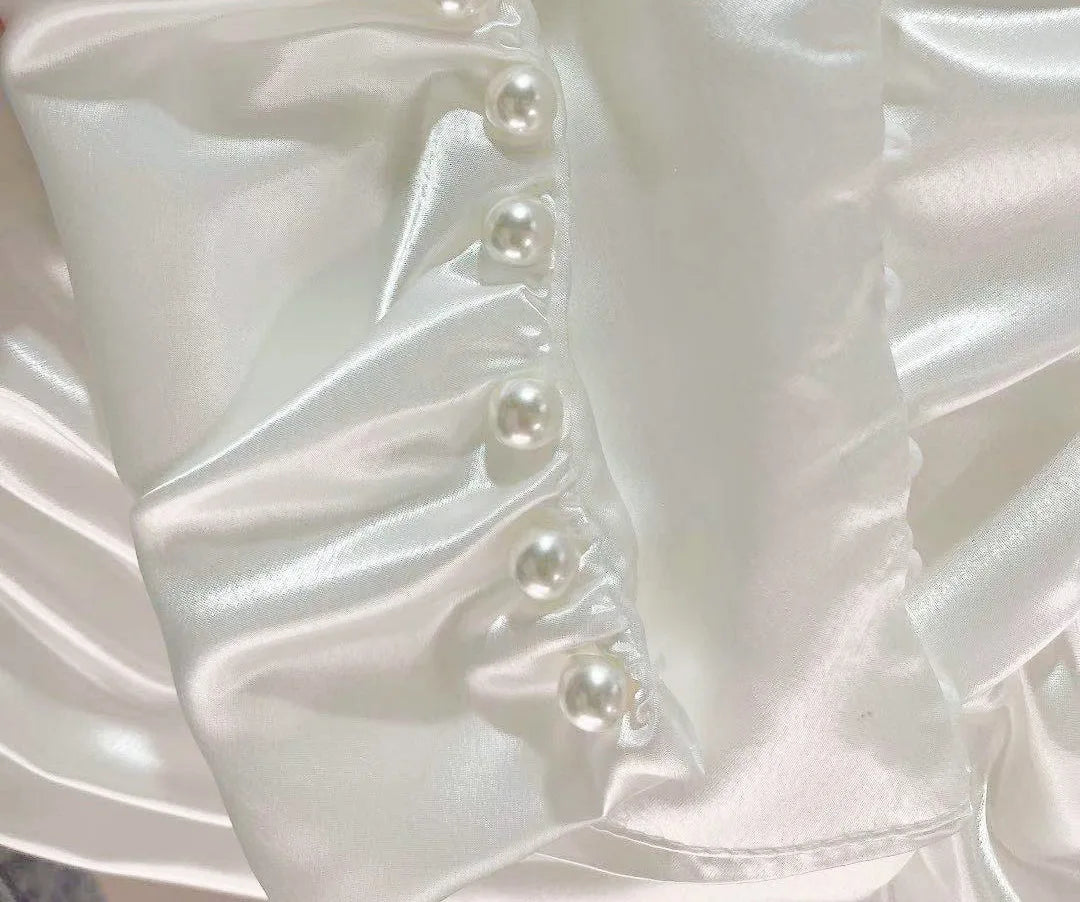 White Satin Shirt Dress