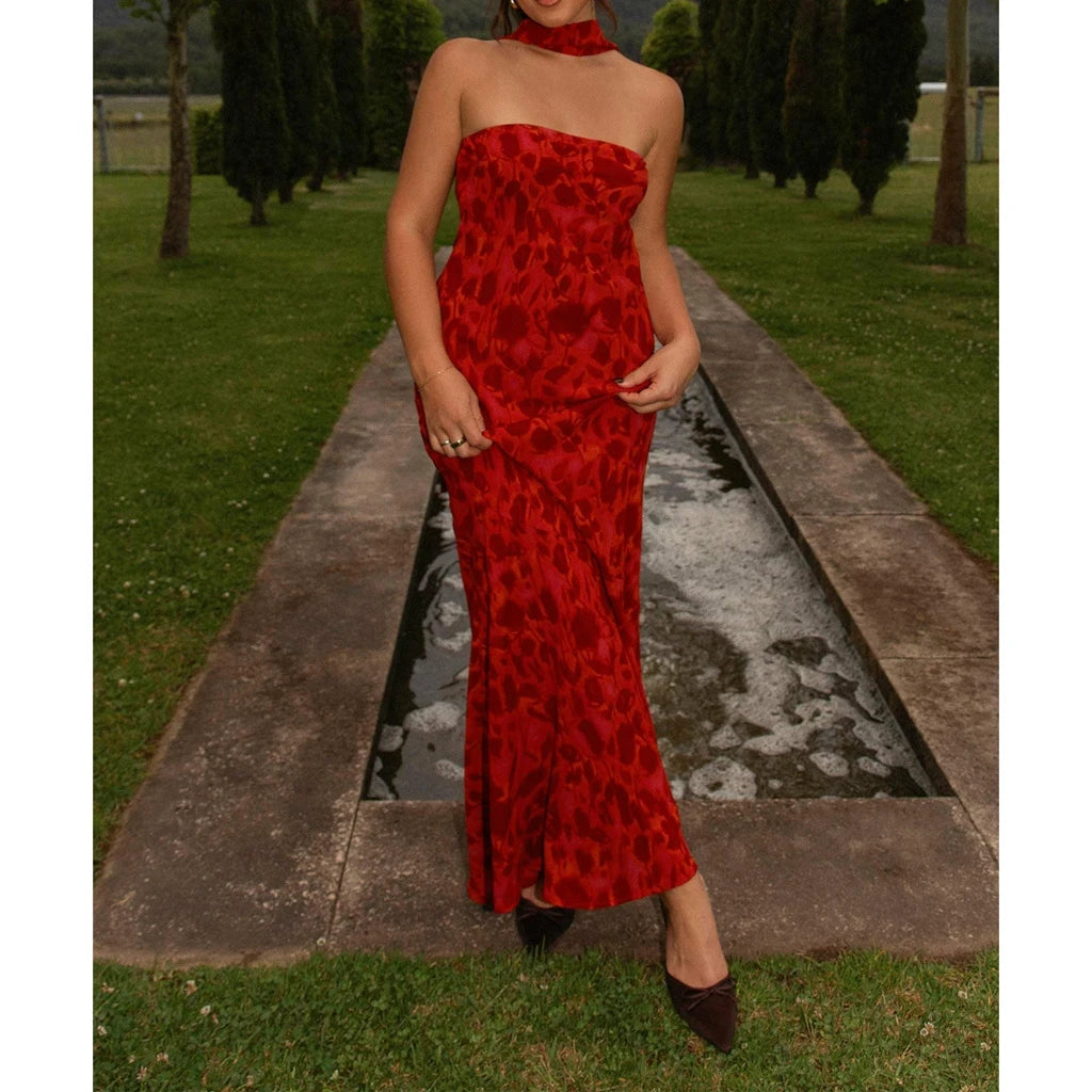 Mermaid Tube Long Dress with Scarf