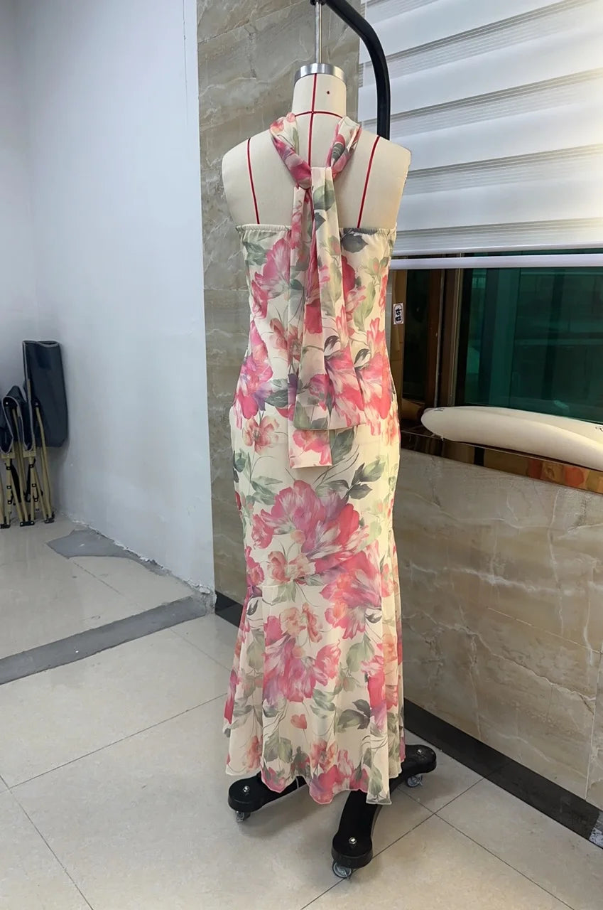 Mermaid Tube Long Dress with Scarf