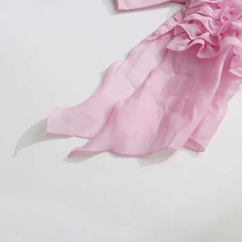 Flounce Lace Up Short Dress
