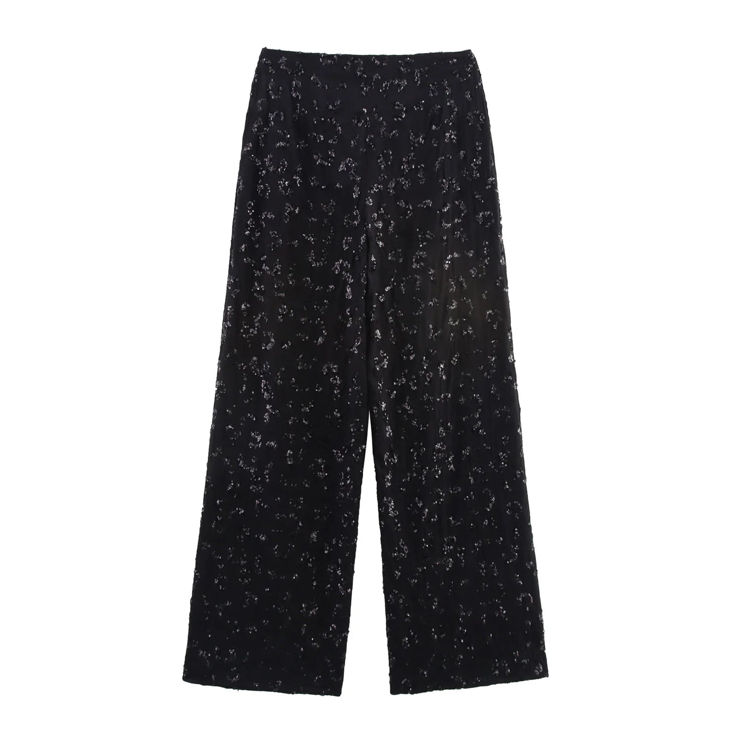suit sequined tube top with high waist straight pants