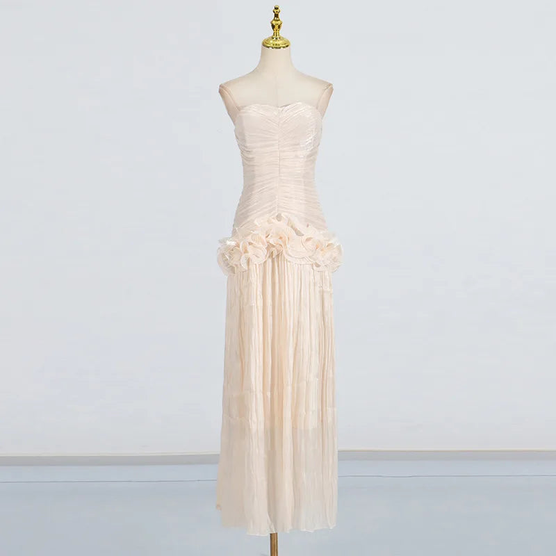 Flounce Wrinkle Wrapped Chest Dress