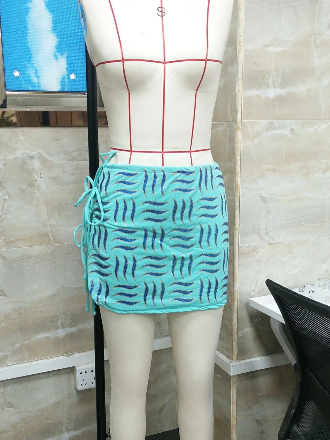 Split Tied Side Hollow Out Mini Skirt