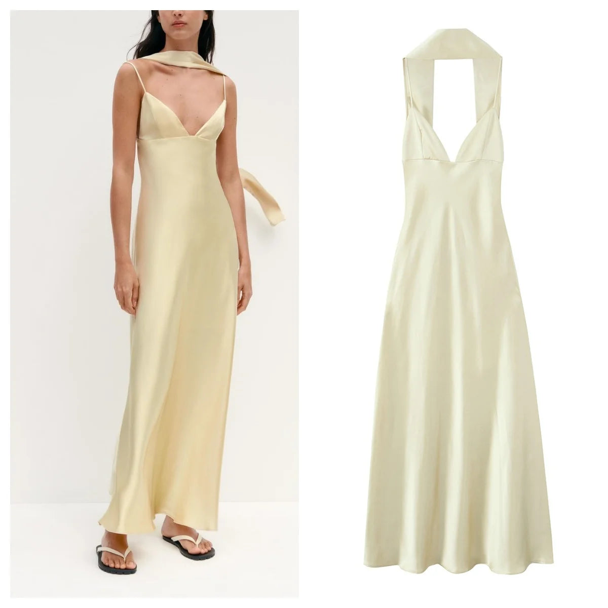 satin scarf dress