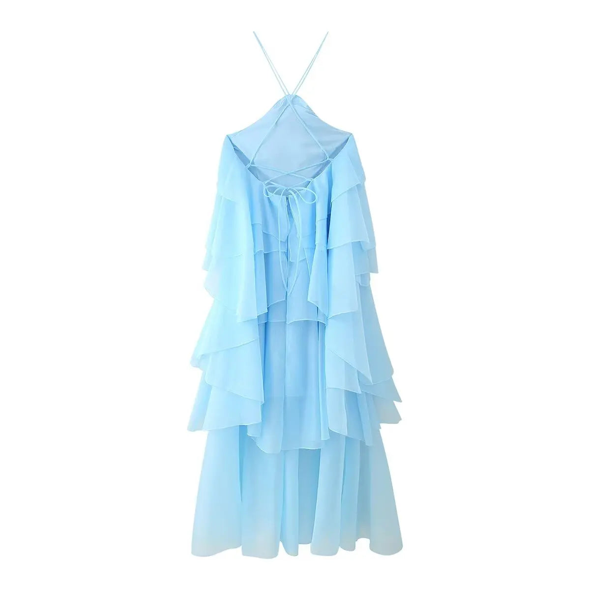 flower layered ruffled suspender dress