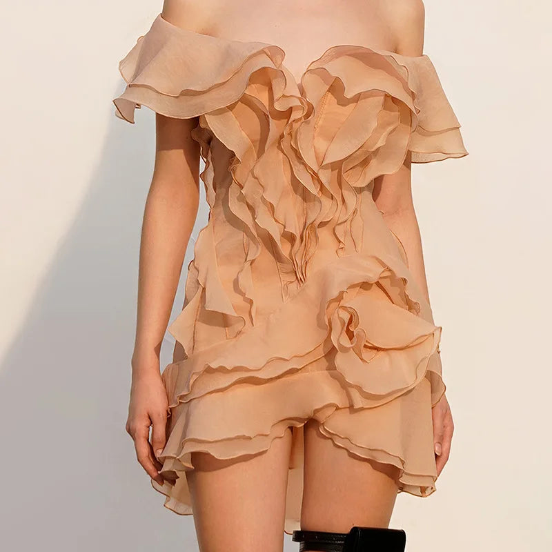 Chic Flounce Off Shoulder Mini Dress