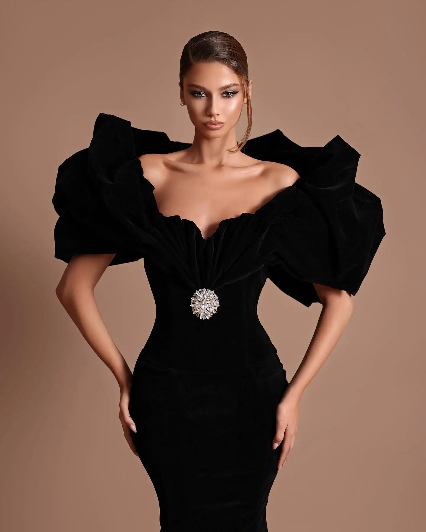 Gorgeous Black Velvet Evening Dress