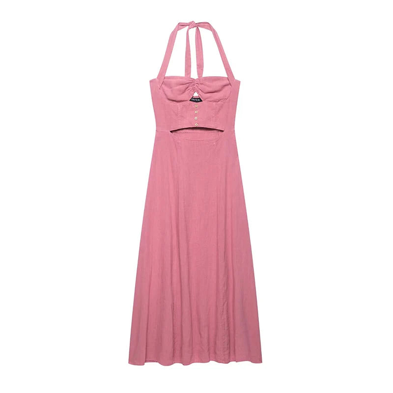 Tube pink maxi dress