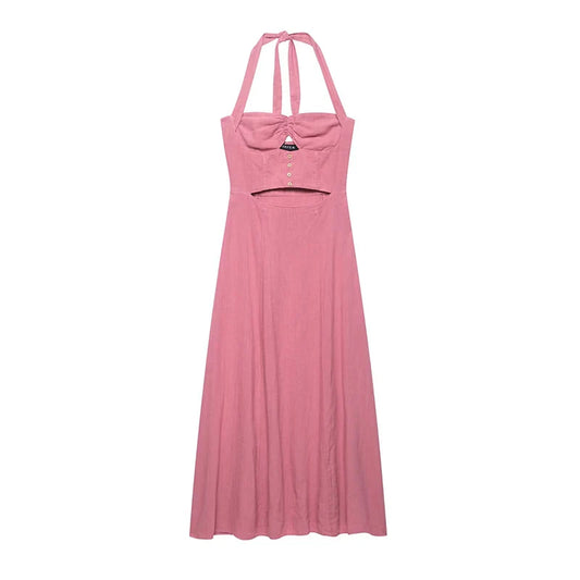 Tube pink maxi dress