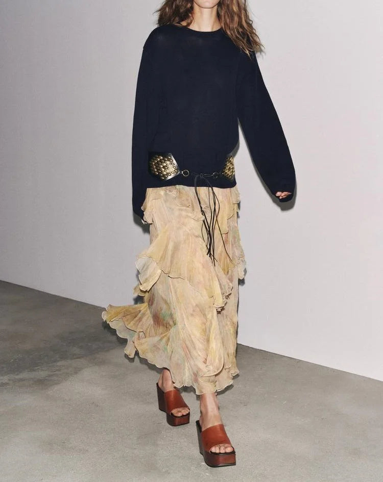 ayered high waist  skirt