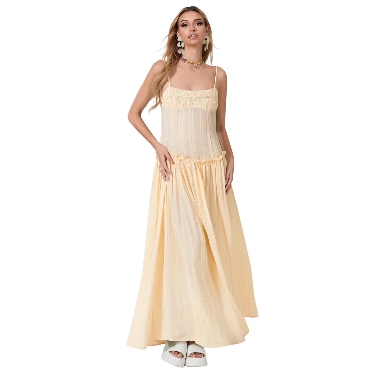Ruffled Low Waist Slip Cami Dress