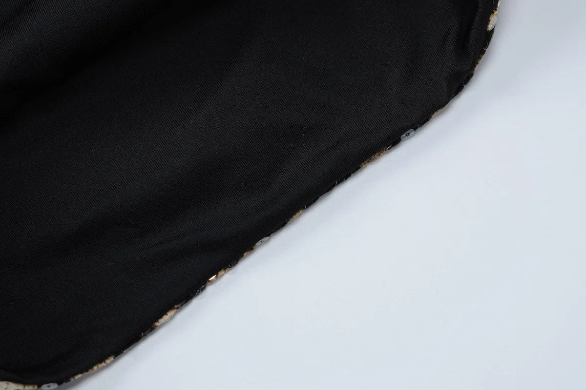 Shiny Sequined Leopard Low Waist Shorts