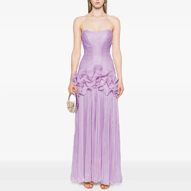 Flounce Wrinkle Wrapped Chest Dress