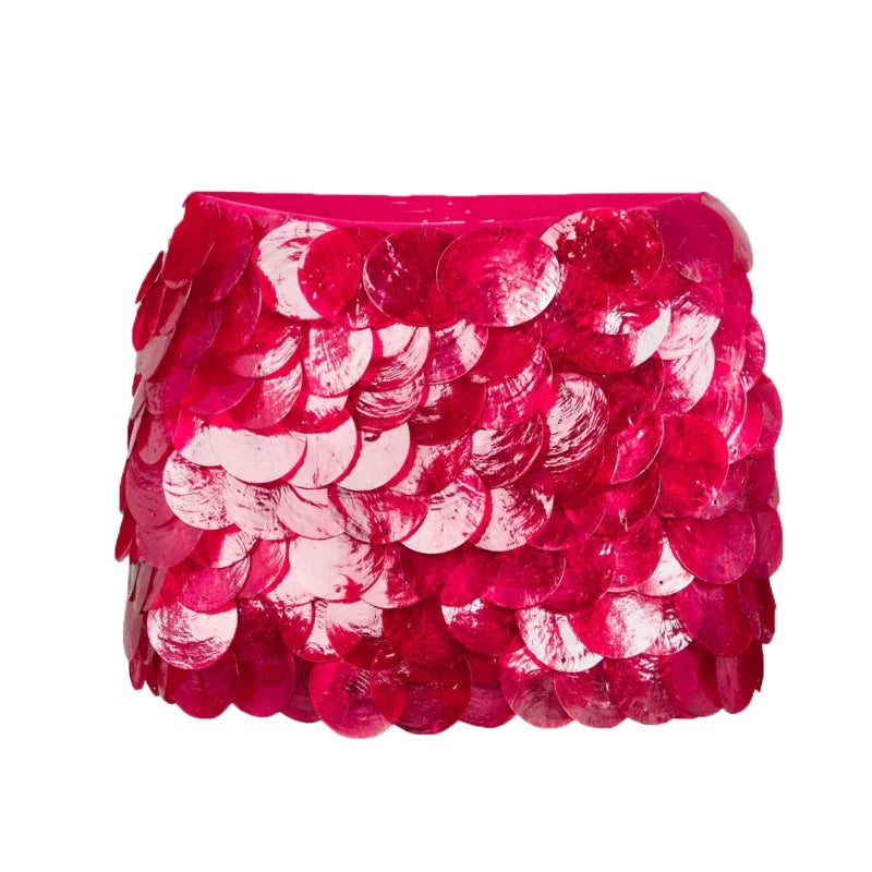 Sequined Layered Mermaid Mini Skirt