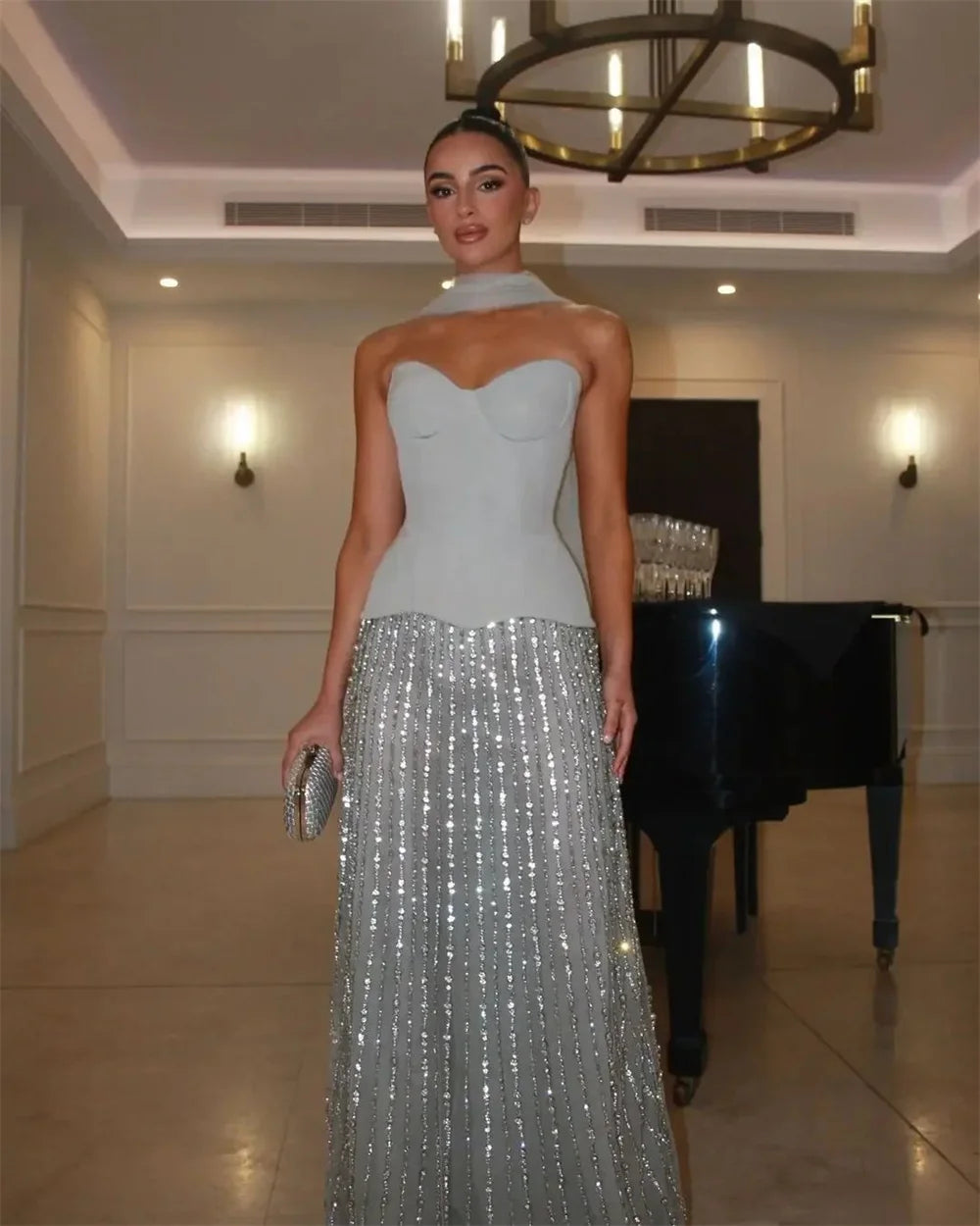 Sky Blue Strapless Dress