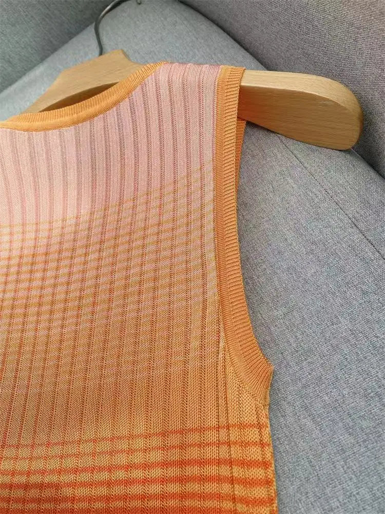 Gradient Striped Tank Dress