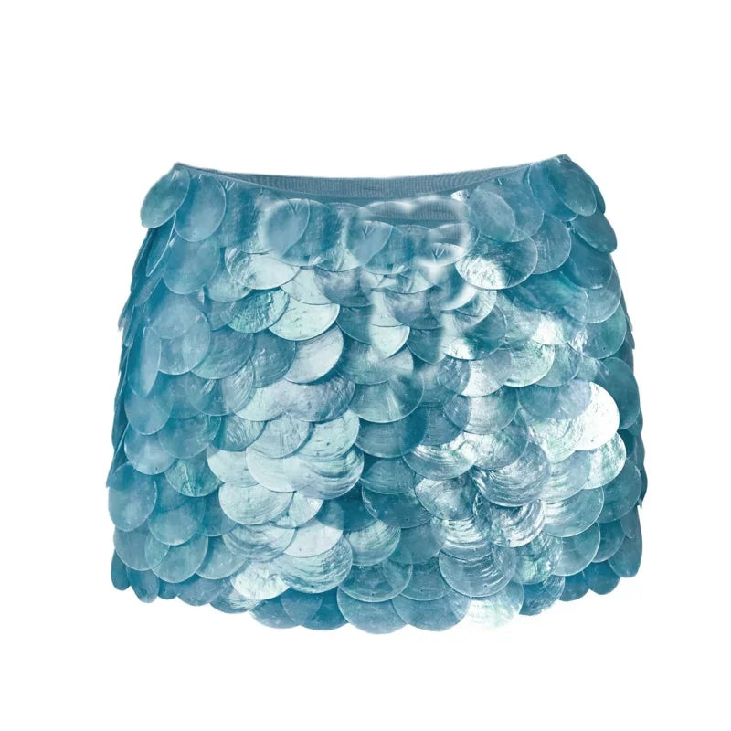 Sequined Layered Mermaid Mini Skirt