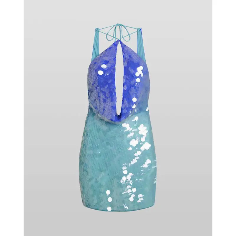 Halter Neck Sequins Mini Party Dress