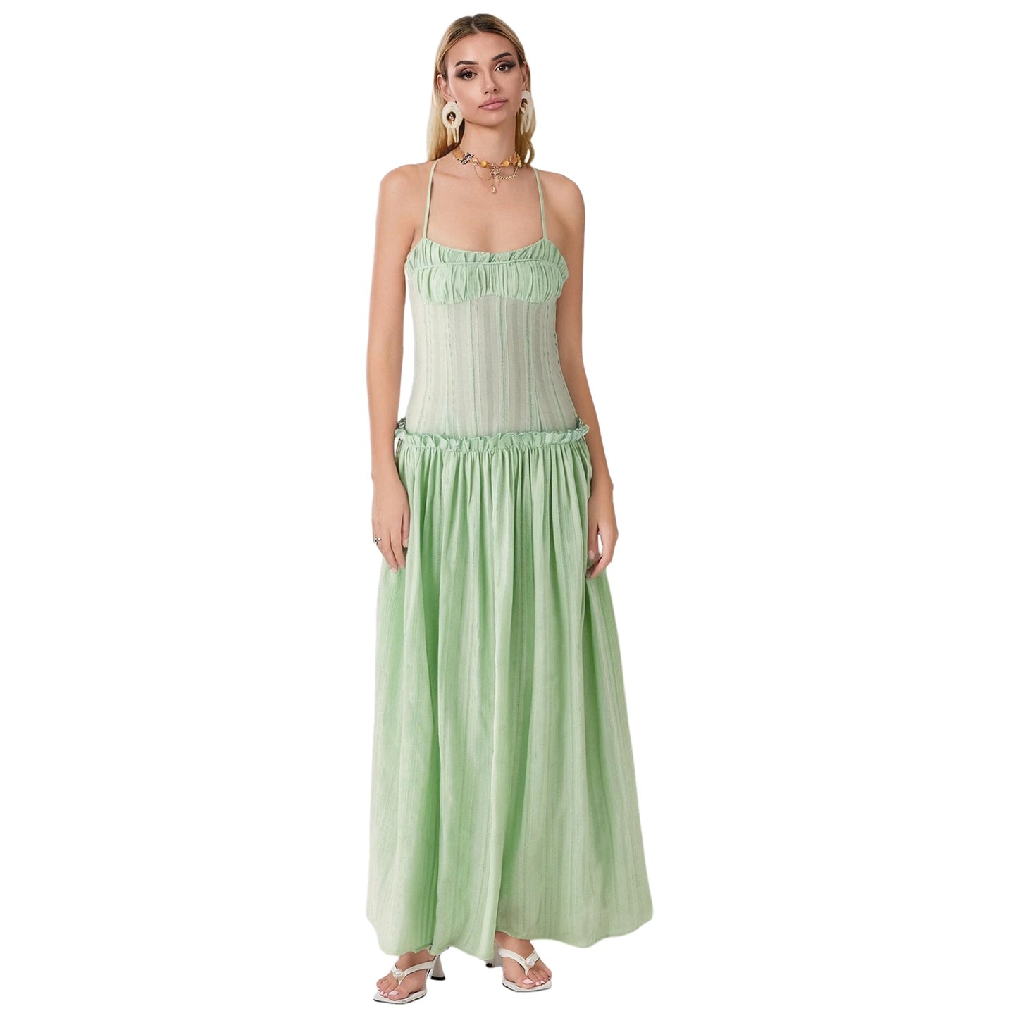 Ruffled Low Waist Slip Cami Dress