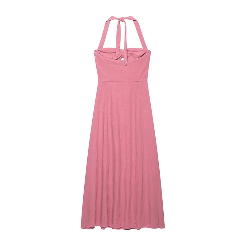 Tube pink maxi dress