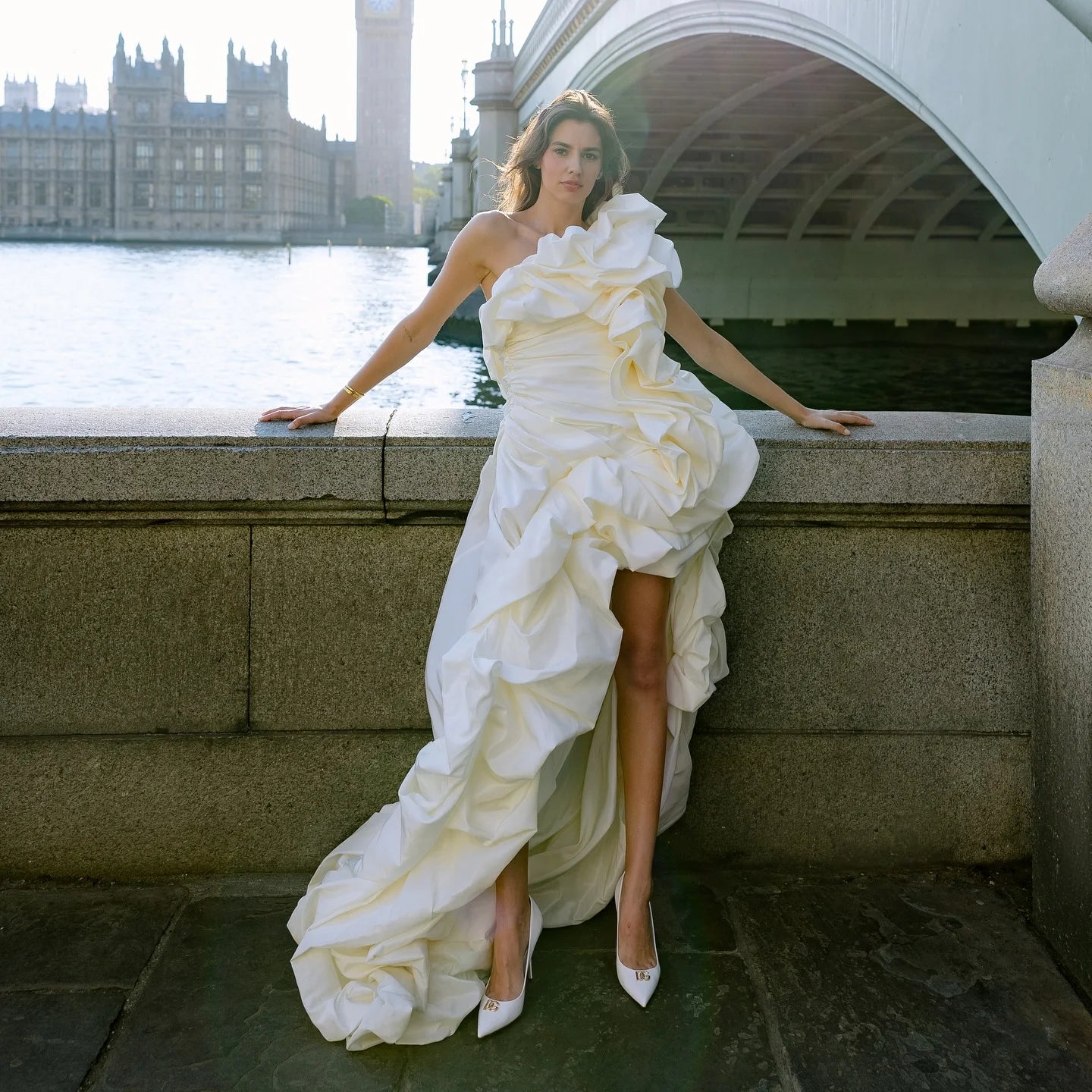 White Asymmetrical Prom Dress