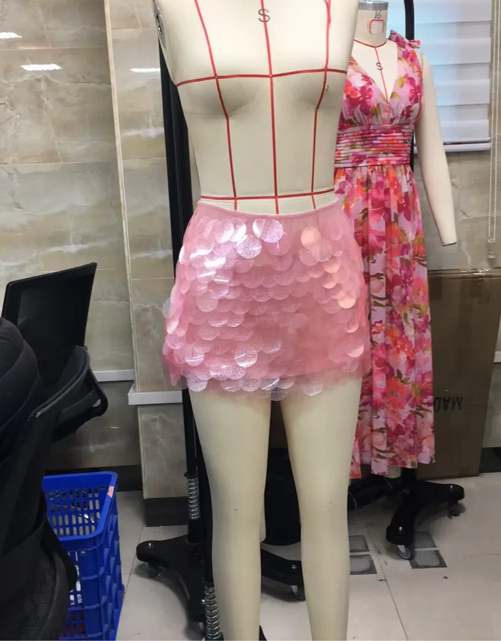 Sequined Layered Mermaid Mini Skirt