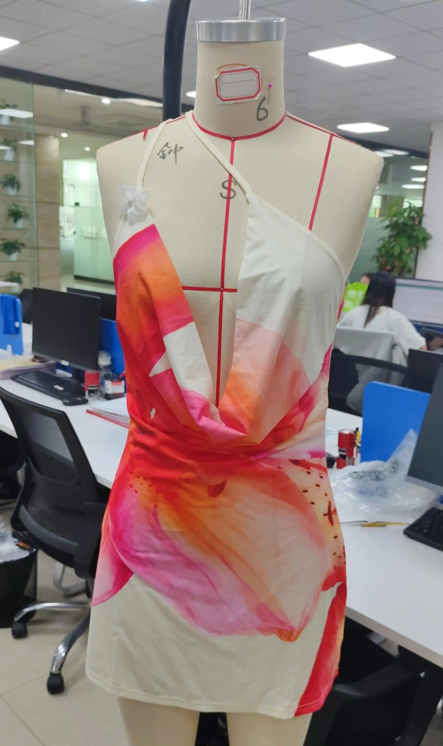 Flower Decor Mini Dress