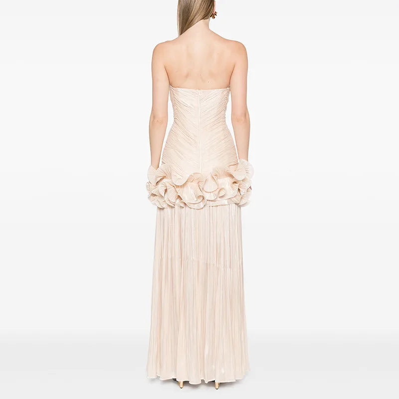 Flounce Wrinkle Wrapped Chest Dress
