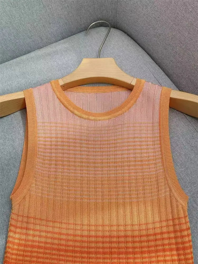 Gradient Striped Tank Dress