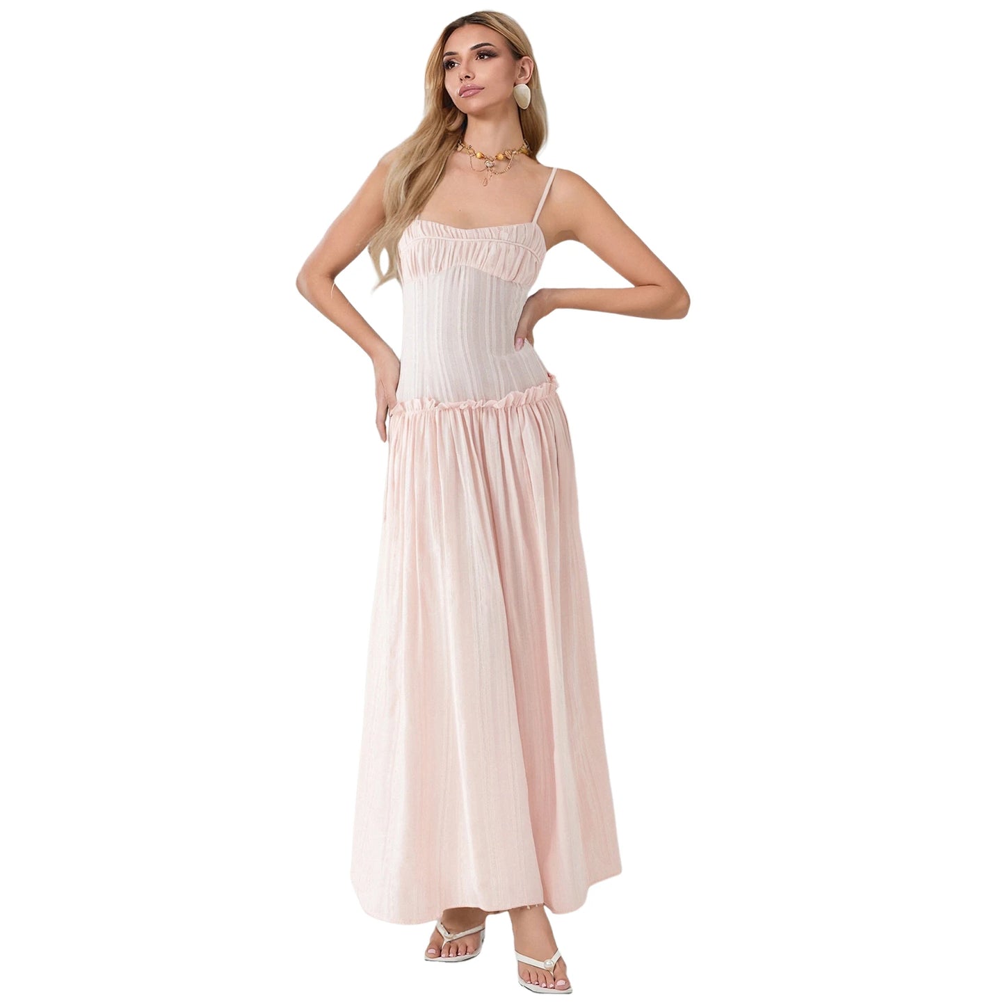 Ruffled Low Waist Slip Cami Dress