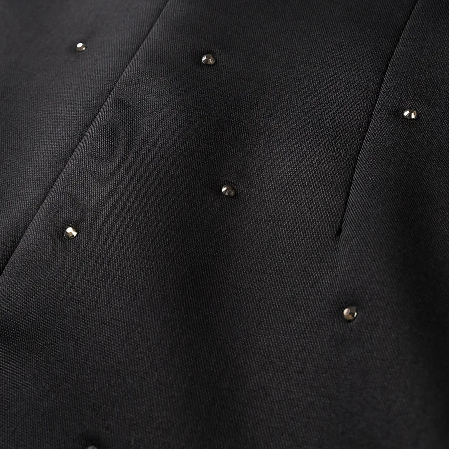 diamond-studded high-end V-neck slim jacket