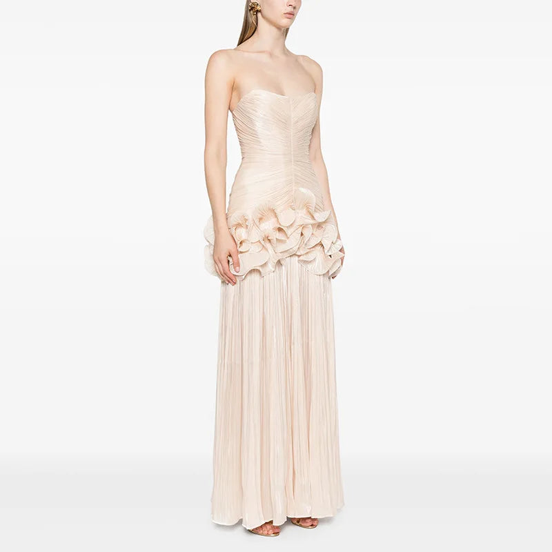 Flounce Wrinkle Wrapped Chest Dress
