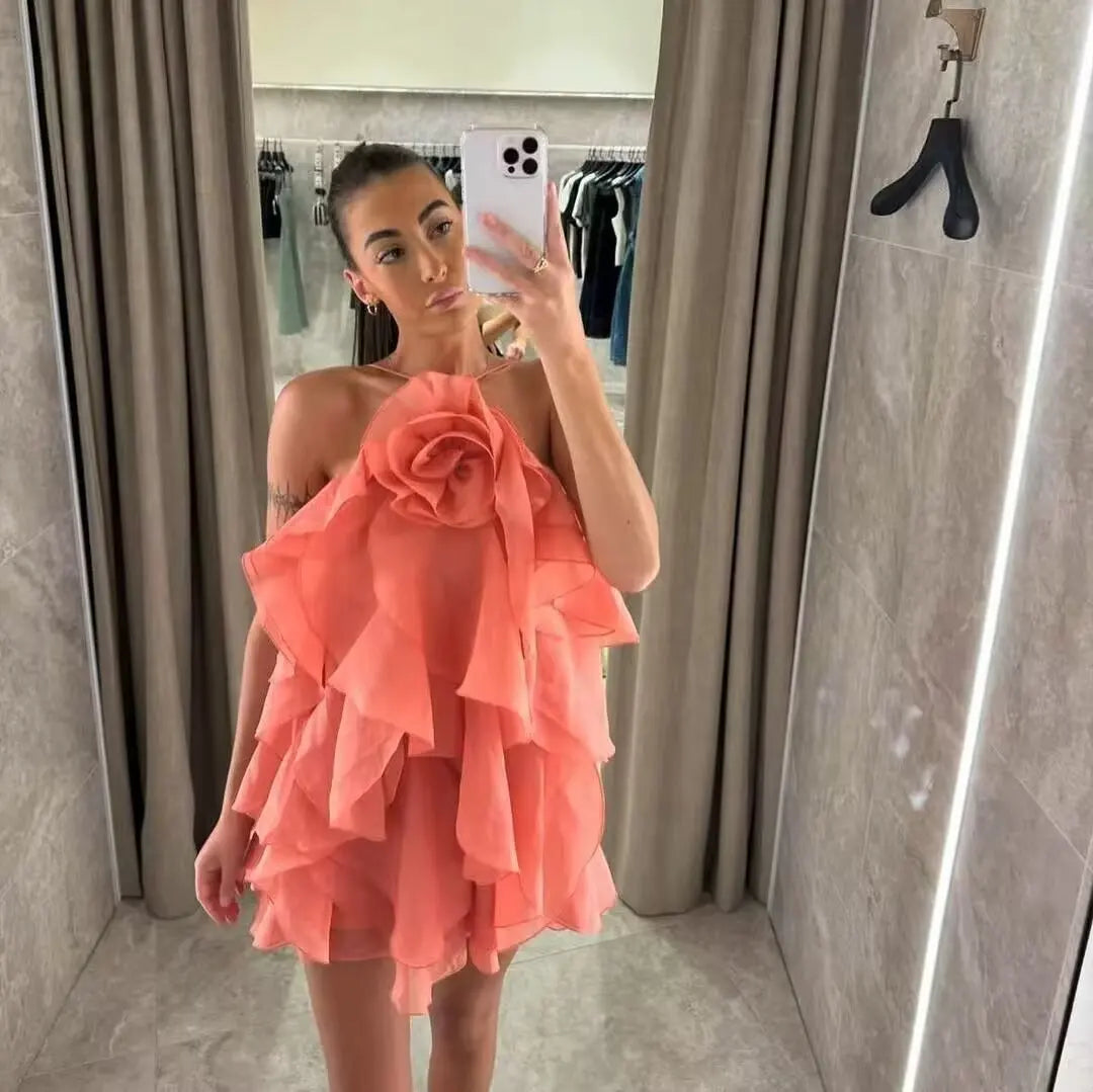 ruffled short dress