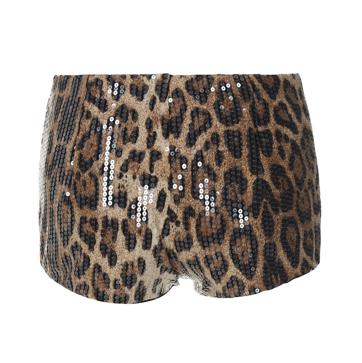 Shiny Sequined Leopard Low Waist Shorts