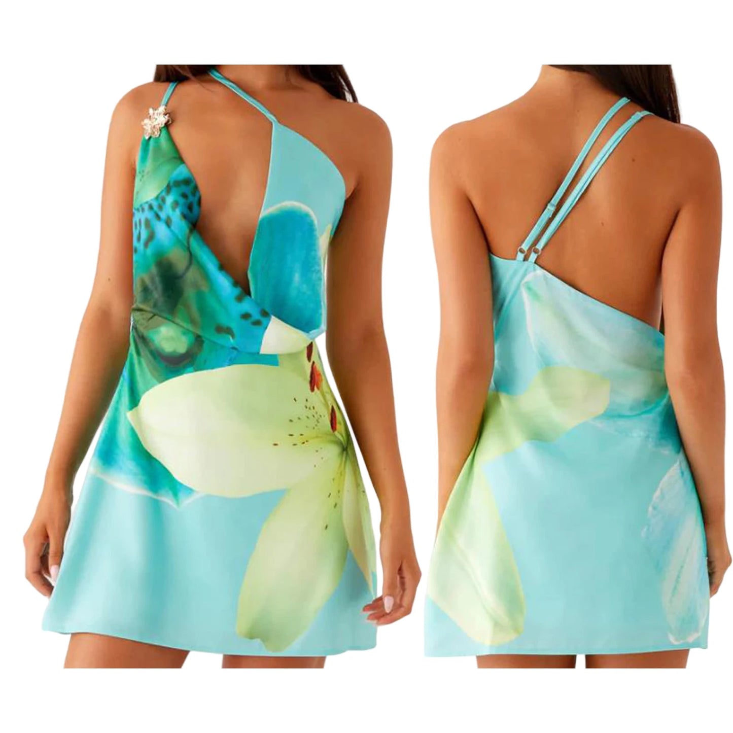Flower Decor Mini Dress