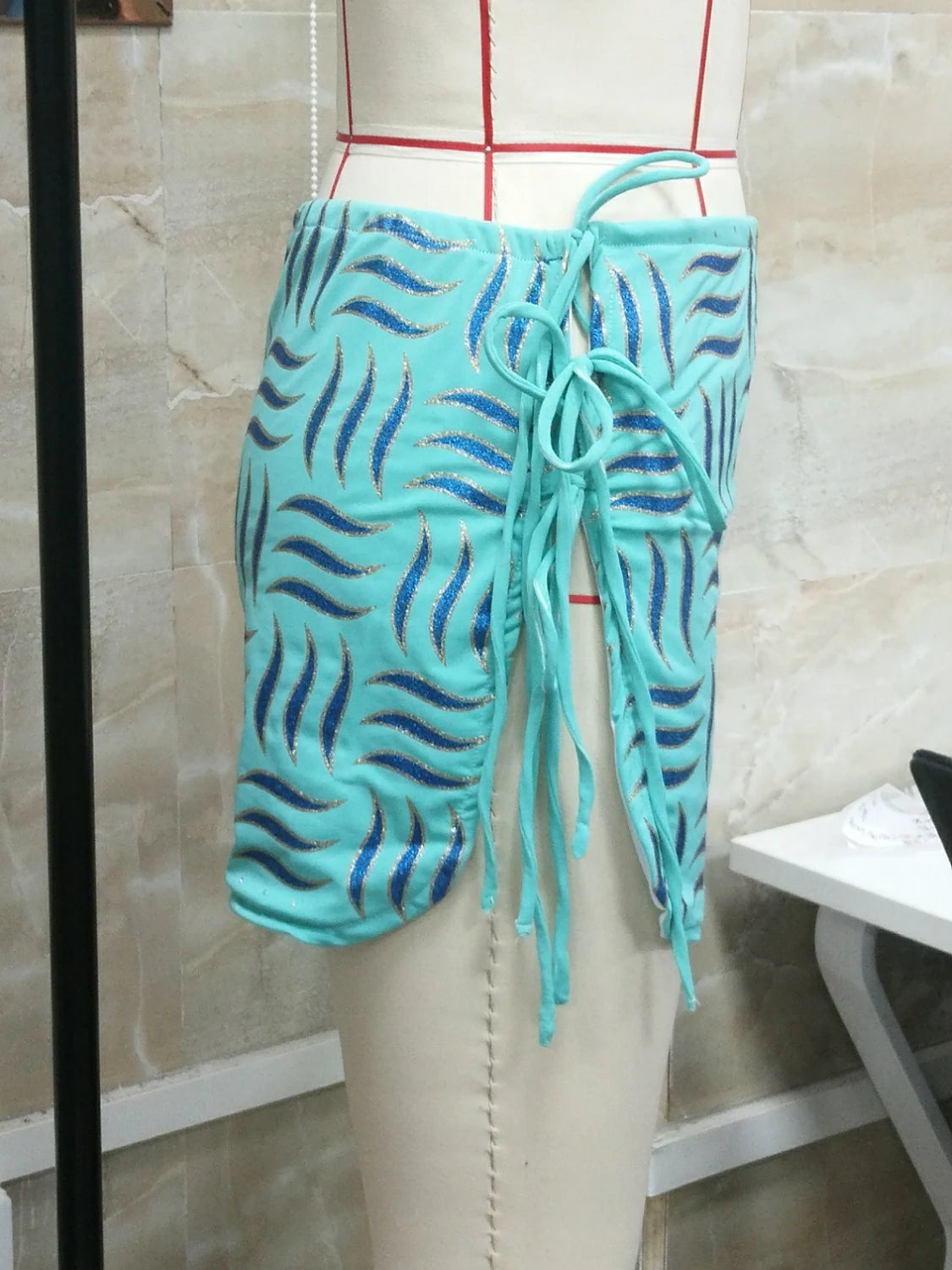 Split Tied Side Hollow Out Mini Skirt