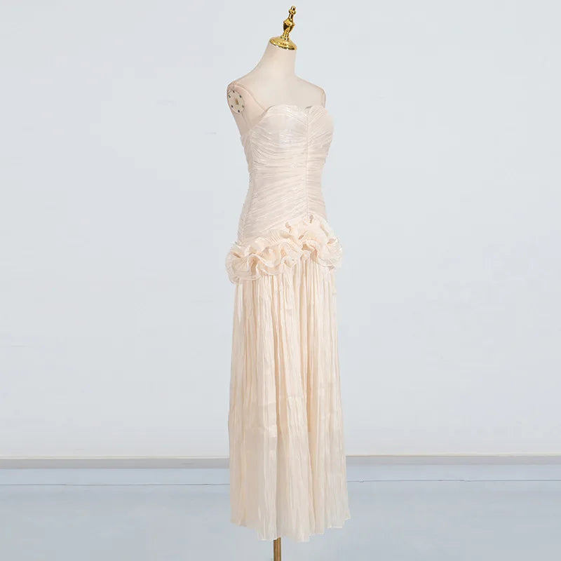 Flounce Wrinkle Wrapped Chest Dress
