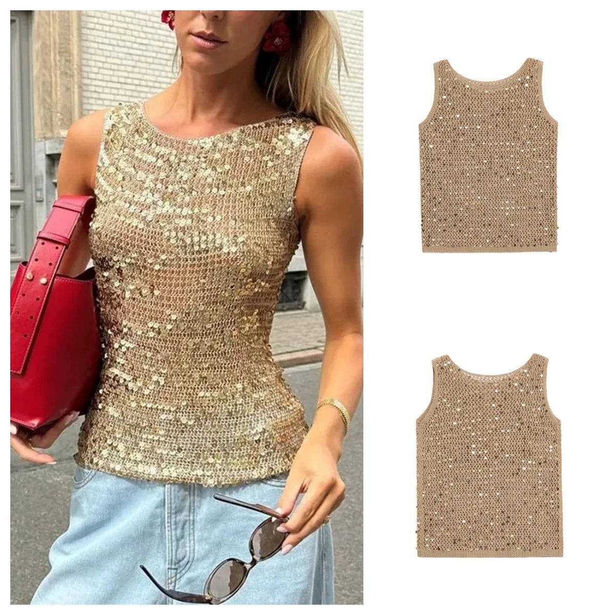 sequin sleeveless top
