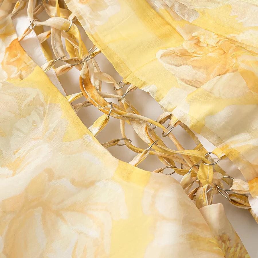 one-shoulder flower dress