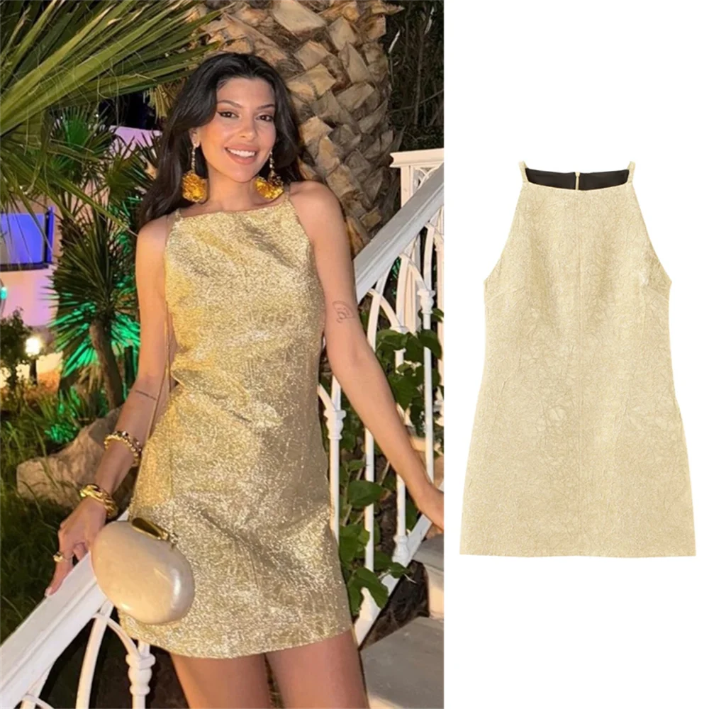 Round Neck Sleeveless Short Dress