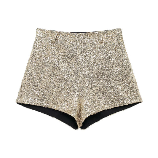 Sequins Mid-waist Shorts