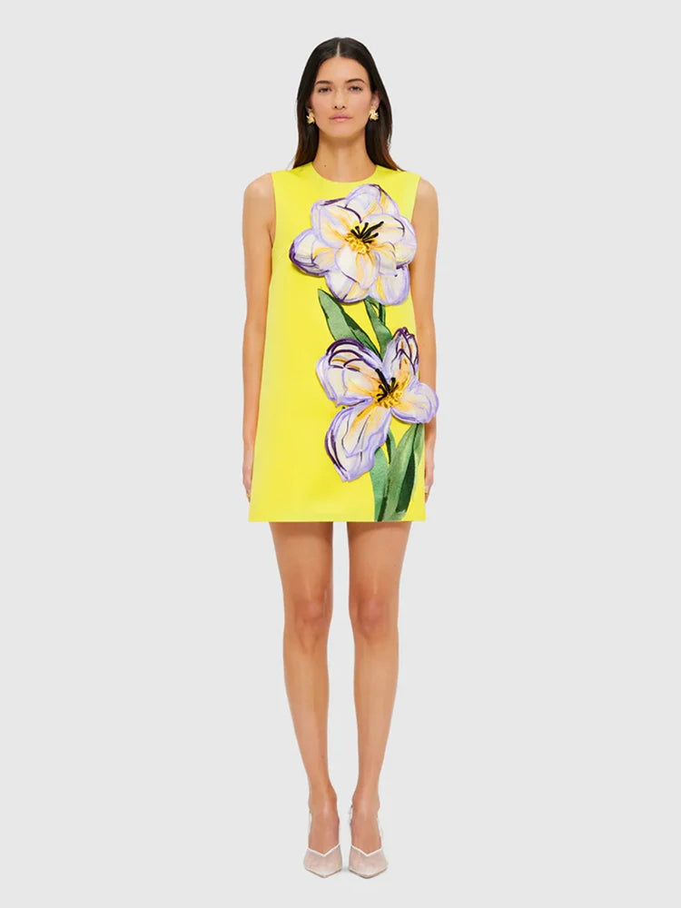 Flowers Splicing Dress