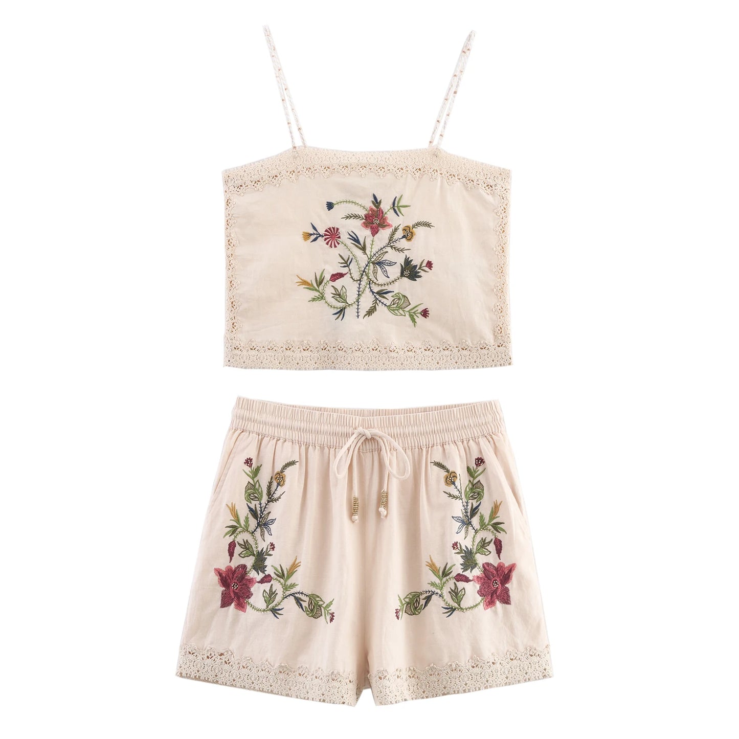 Embroidery Short and Top two piece set