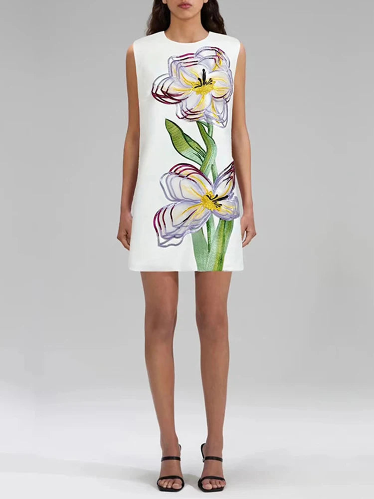 Flowers Splicing Dress
