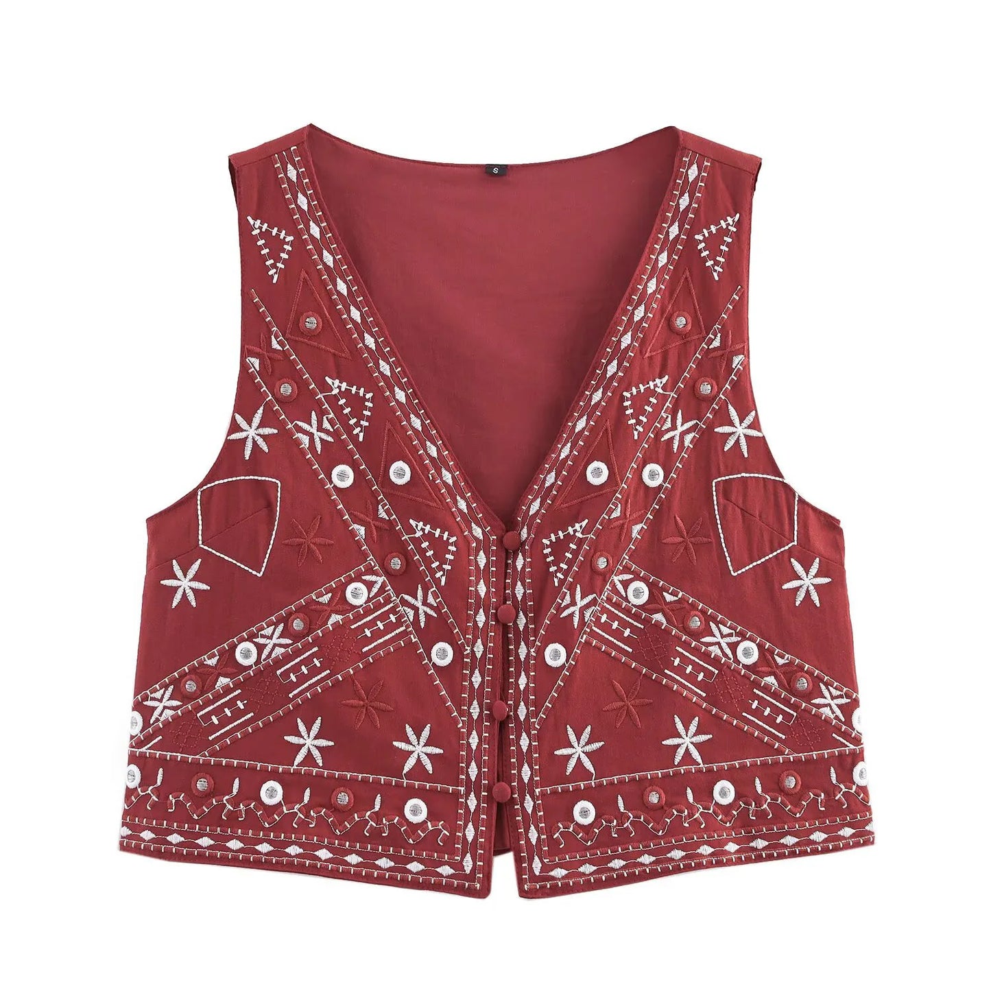Embroidered vest and shorts set
